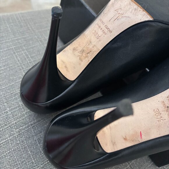 Giuseppe Zanotti Black Peep Toe Heels.  Size 38.5 EU - Picture 5 of 11